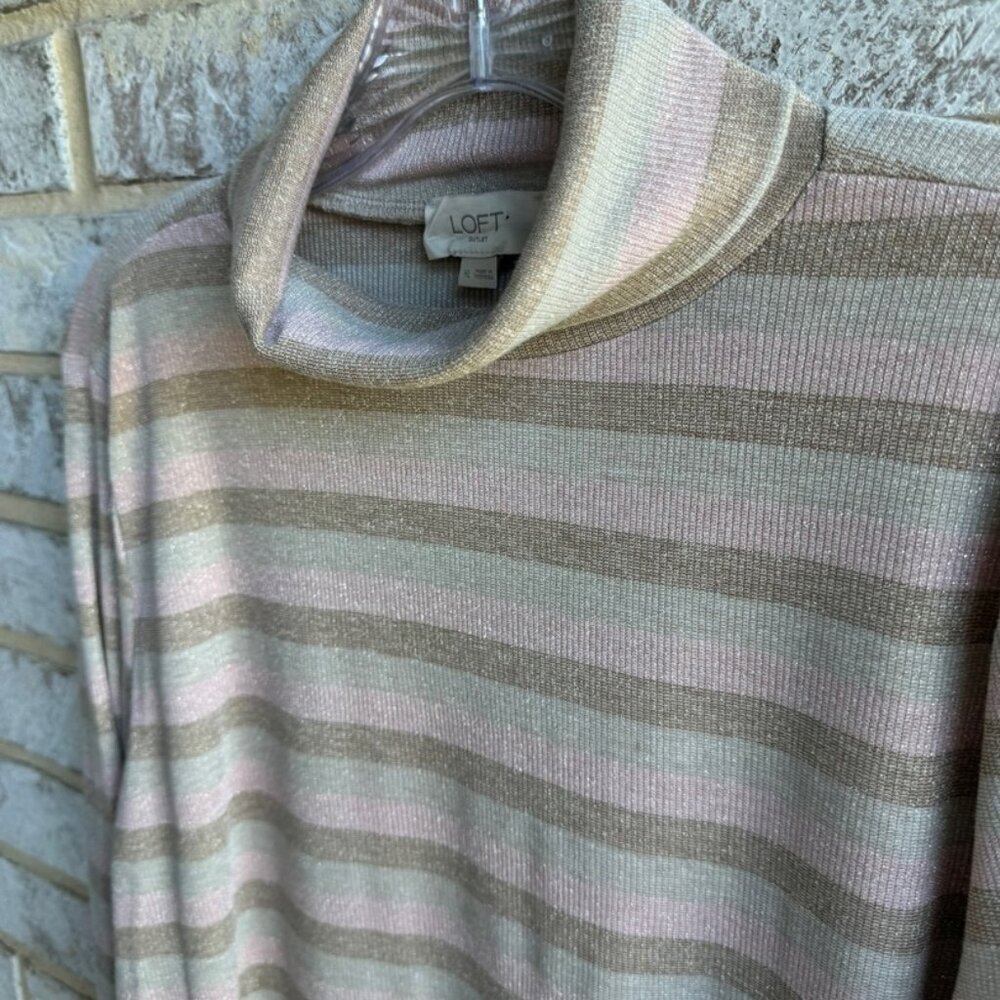 Loft Multicolor Metallic Striped Long Sleeve Pullover Sweater Women's Size XL. - Picture 6 of 8